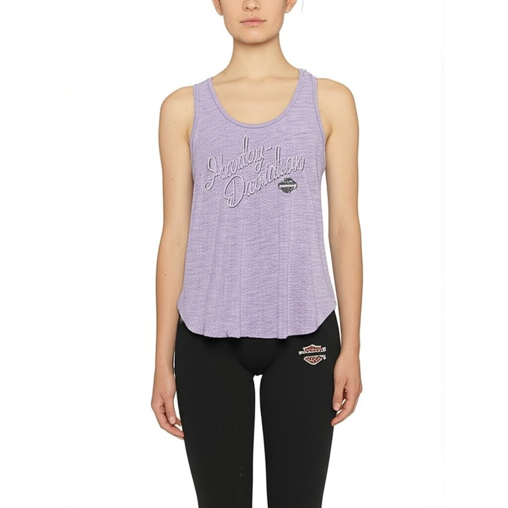 Harley Davidson Heathered Purple Womensโ Racerback HD Logo Tank Top